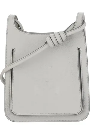 MCM Torebki, Kobieta, Biały, ONE SIZE, Skórzana torba na ramię z tłoczonym logo