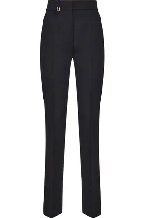 Jacquemus Spodnie, Kobieta, Czarny, 2XS, Bawełna, Czarne bawełniane spodnie z wysokim stanem