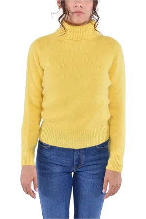 KANGRA CASHMERE Swetry, Kobieta, Żółty, S, Sweter z alpaki