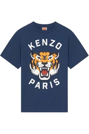 Kenzo Koszulki, Mężczyzna, Niebieski, S, Bawełna, Lucky Tiger Oversize T-shirt