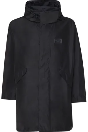Dolce & Gabbana Płaszcze, Mężczyzna, Czarny, XL, Czarna Wiatroodporna Wodoodporna Kurtka
