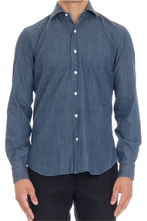 BARBA Koszule, Mężczyzna, Niebieski, M, Denim, Denimowa Koszula