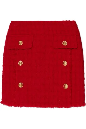 VERSACE Spódnice, Kobieta, Czerwony, S, Tweed, Tweedowa spódnica