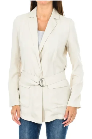 Emporio Armani Kurtki, Kobieta, Beżowy, L, Beżowy Blezer z Paskiem