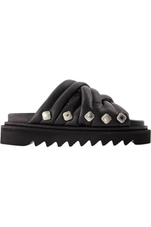 TOGA PULLA Buty, Kobieta, Czarny, 35 EU, Czarne Skórzane Sandały - Styl Slip-On