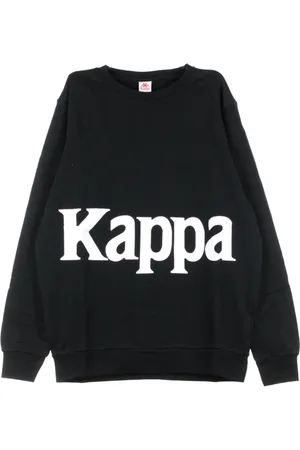 Kappa Bluzy, Mężczyzna, Czarny, M, Bluza męska z okrągłym dekoltem czarno-biała
