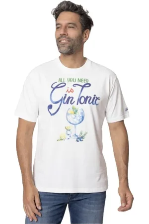 MC2 SAINT BARTH Koszulki, Mężczyzna, Biały, L, Gin Tonic Illustration T-shirt
