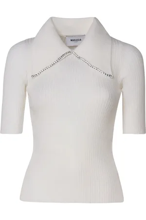 Mariuccia Milano Swetry, Kobieta, Biały, L, Biała Krótka Oversized Sweter