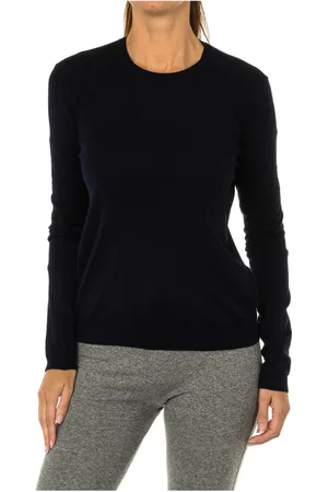 Emporio Armani Swetry, Kobieta, Niebieski, 2XL, Granatowy Sweter z Długim Rękawem Klasyczny Design