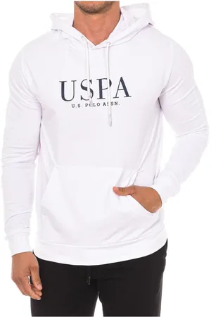 U.S. Polo Assn. Bluzy, Mężczyzna, Biały, M, Bluza z kapturem i regulowanym sznurkiem