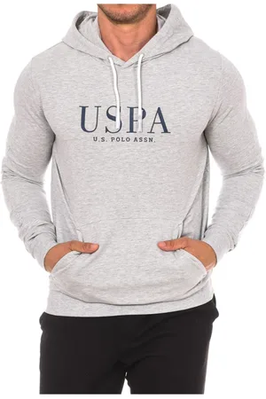 U.S. Polo Assn. Bluzy, Mężczyzna, Szary, 2XL, Bluza z kapturem i regulowanym sznurkiem