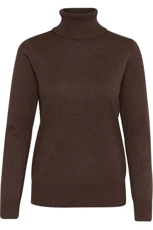 Saint Tropez Swetry, Kobieta, brązowy, 2XL, Ciemny Dąb Melanżowy Sweter z golfem
