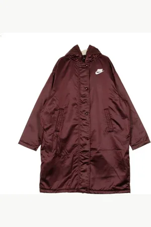 Nike Płaszcze, Kobieta, brązowy, M, Parka Night Maroon Długa Kurtka Damska