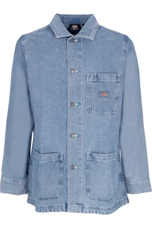 Dickies Kurtki, Kobieta, Niebieski, XL, Denim, Denim Chore Coat z Kołnierzem i Guzikami