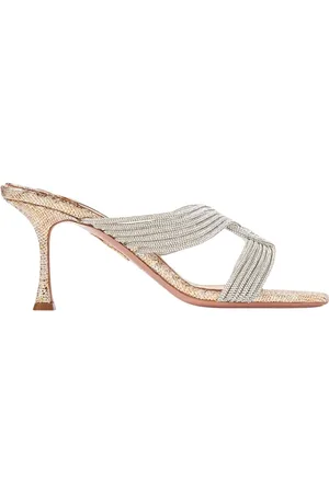 Aquazzura Buty, Kobieta, Szary, 36 EU, Metaliczne Mules z Detaliami Gasmid