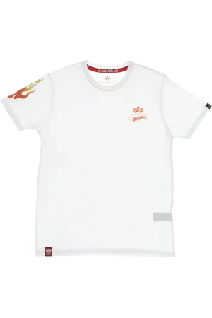 Alpha Industries Koszulki, Mężczyzna, Biały, M, Flame Tee Hot Wheels T-Shirt