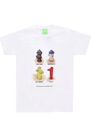 Huf Koszulki, Mężczyzna, Biały, L, T-shirt Męski z Białym Nadrukiem Miasta