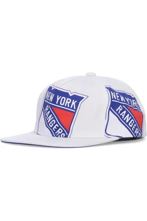 Mitchell & Ness Akcesoria, Mężczyzna, Biały, ONE SIZE, NY Rangers Czapka z Płaskim Daszkiem Biała