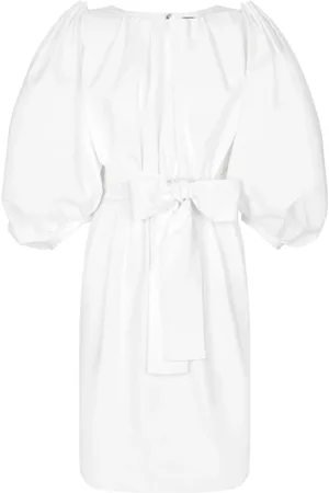 Dolce & Gabbana Sukienki, Kobieta, Biały, 2XS, Biała Bawełniana Sukienka z Bufiastym Rękawem