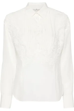 ERMANNO SCERVINO Bluzki, Kobieta, Biały, 2XS, Modna koszula z unikalnym wzorem