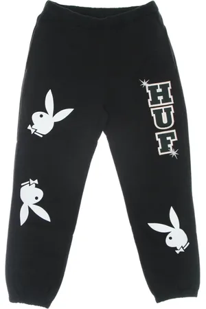 Huf Spodnie, Mężczyzna, Czarny, M, Czarne Spodnie Playboy Rabbit Head Fleece