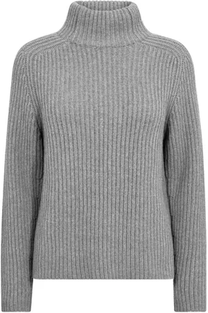 Mos Mosh Swetry, Kobieta, Szary, S, Highneck Knit Strik Sharkskin