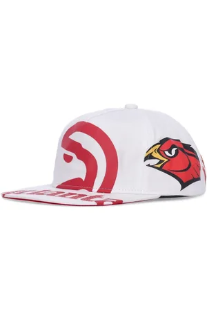 Mitchell & Ness Akcesoria, Mężczyzna, Biały, ONE SIZE, Atlanta Hawks Czapka z Płaskim Daszkiem
