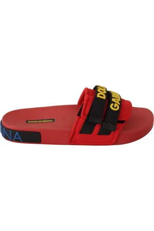 Dolce & Gabbana Buty, Kobieta, Czerwony, 36 EU, Czerwone Logo Slides Outlet Sandały