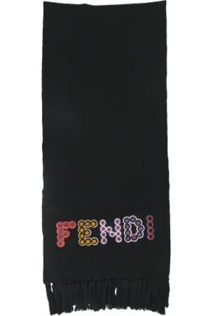 Fendi Pre-owned, Kobieta, Czarny, ONE SIZE, Wełna, Pre-owned Wool scarves