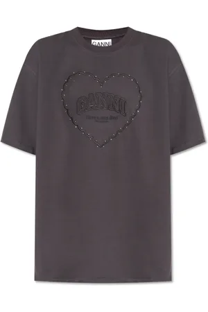 Ganni Koszulki, Kobieta, Szary, M, T-shirt z logo