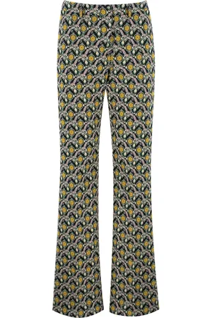 Etro Spodnie, Kobieta, Wielobarwność, M, Bawełna, Spodnie Palazzo Slim-fit z Nadrukiem Inspirowanym Krawatem