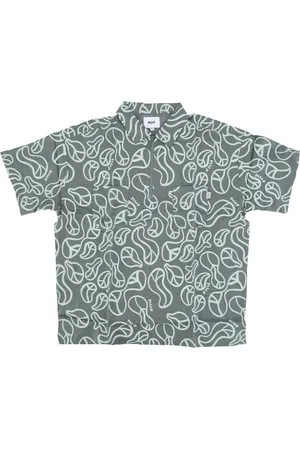 Huf Bluzki, Kobieta, Zielony, M, Rayon, Stylowa koszula z krótkim rękawem i zamkiem błyskawicznym