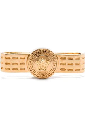 VERSACE Akcesoria, Kobieta, Żółty, ONE SIZE, Złote Metalowe Kolczyki