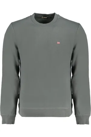 Napapijri Bluzy, Mężczyzna, Zielony, XL, Zielony Sweter z Długim Rękawem i Haftowanym Logo