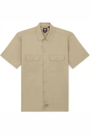 Dickies Koszule, Mężczyzna, Beżowy, S, Khaki koszula robocza dla mężczyzn