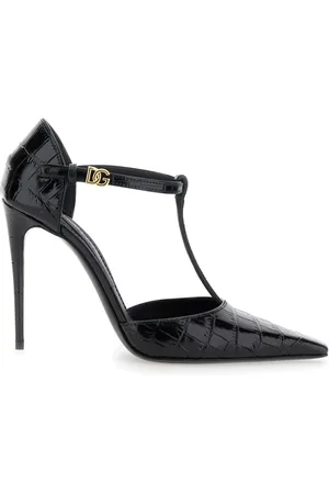 Dolce & Gabbana Buty, Kobieta, Czarny, 37 EU, Czarne Buty na Wysokim Obcasie z Wzorem Krokodyla