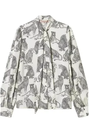 Twin-Set Bluzki, Kobieta, Biały, S, Koszula z dżunglą w stylu jacquard