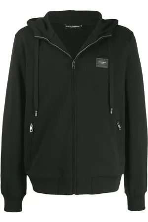 Dolce & Gabbana Bluzy, Mężczyzna, Czarny, S, Czarna Bluza z Zamkiem