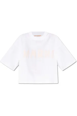 Marni Koszulki, Kobieta, Biały, 2XS, Bawełna, T-shirt z nadrukowanym logo