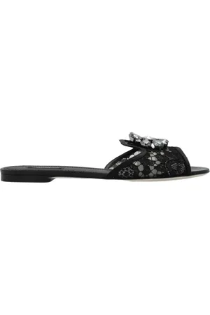 Dolce & Gabbana Buty, Kobieta, Czarny, 35 1/2 EU, Koronkowe Klapki