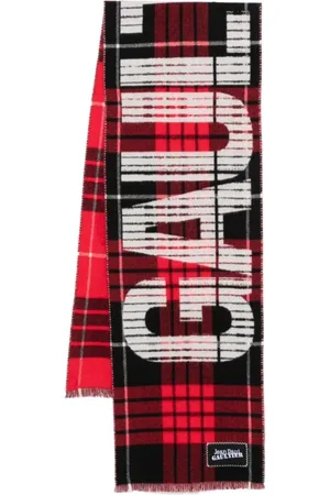 Jean Paul Gaultier Akcesoria, Kobieta, Wielobarwność, ONE SIZE, Czerwono-Czarno-Biały Szalik z Wełny w Kratę