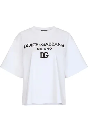 Dolce & Gabbana Koszulki, Kobieta, Biały, L, Casual Bawełniany T-shirt