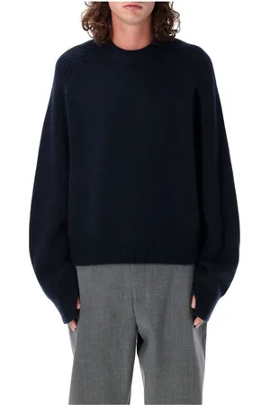 STUDIO NICHOLSON Swetry, Mężczyzna, Niebieski, S, Granatowy sweter rybacki Aw 24