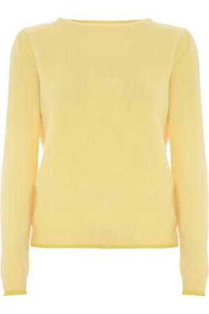 Kocca Swetry, Kobieta, Żółty, XL, Wełna, Minimalistyczny sweter z wełny