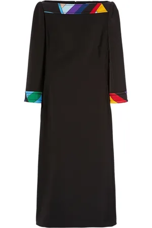 Emilio Pucci Sukienki, Kobieta, Czarny, L, Abstrakcyjny Wzór Dekolt W Kształcie Łodzi Sukienka