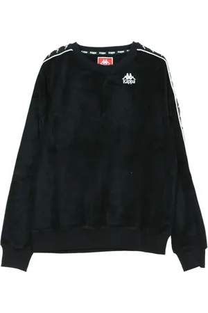 Kappa Bluzy, Mężczyzna, Czarny, XL, Klasyczny Sweter męski z okrągłym dekoltem Czarny/Biały