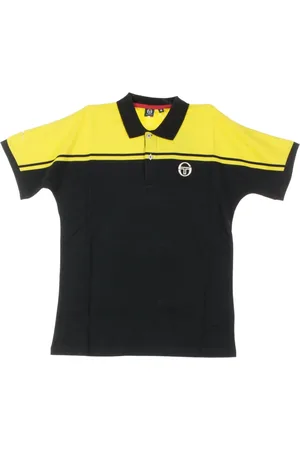 Sergio Tacchini Koszulki, Mężczyzna, Czarny, M, Polo z krótkim rękawem w czarno-musztardowym