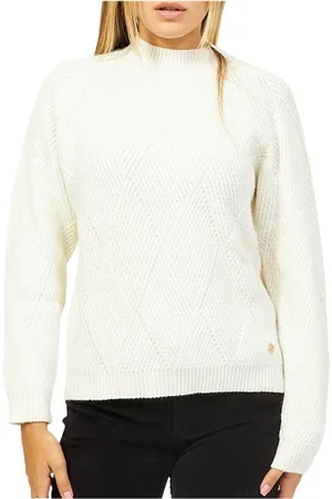YES ZEE BY ESSENZA Swetry, Kobieta, Biały, XL, Sweter z haftem na okrągłym dekolcie