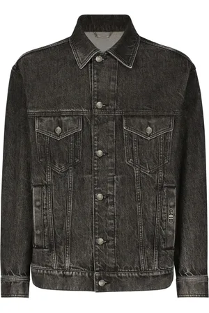 Dolce & Gabbana Kurtki, Mężczyzna, Czarny, L, Denim, Czarna Kurtka Denim z Logo Włochy