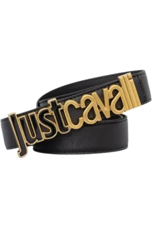 Roberto Cavalli Akcesoria, Kobieta, Czarny, 85 CM, Pasek Damski z Metalowymi Literami